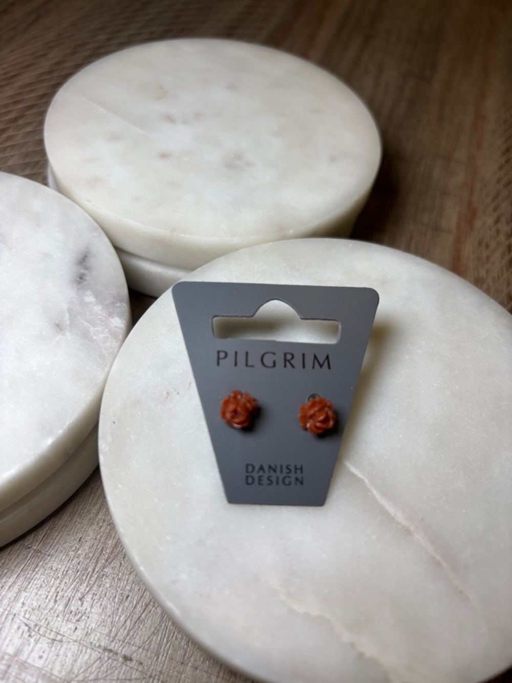 (#120) Pilgrim Floral Rose Stud Earrings in Warm Orange